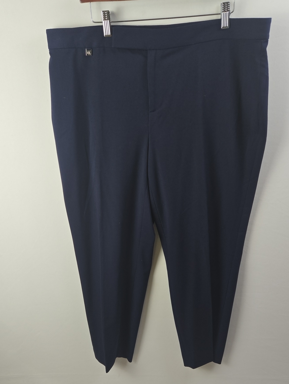 Lauren Ralph Lauren High Rise Navy Blue Ponte Ankle Pants Sz 14W Business Casual